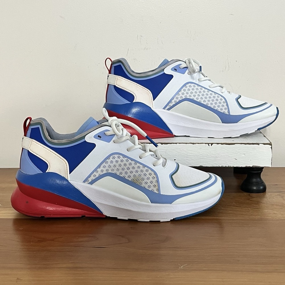 Fabletics Westlake Running Shoes Lace Up Athletic Sneakers Red White Blue Size 8